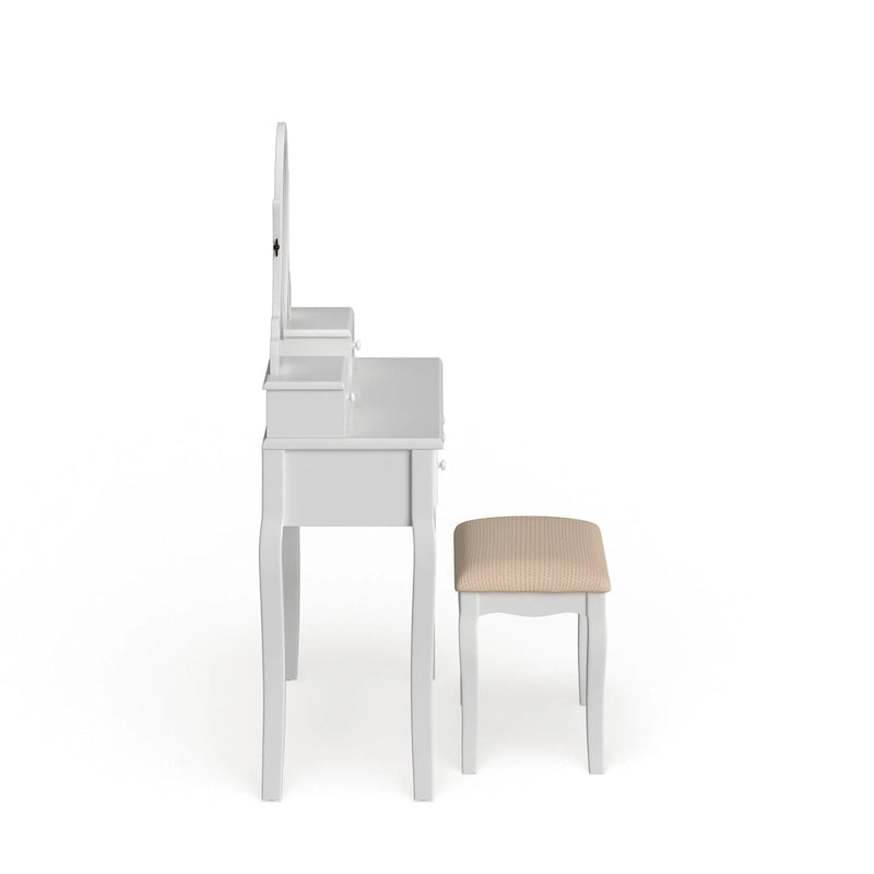 Watt Wood Makeup Vanity Table and Stool Set