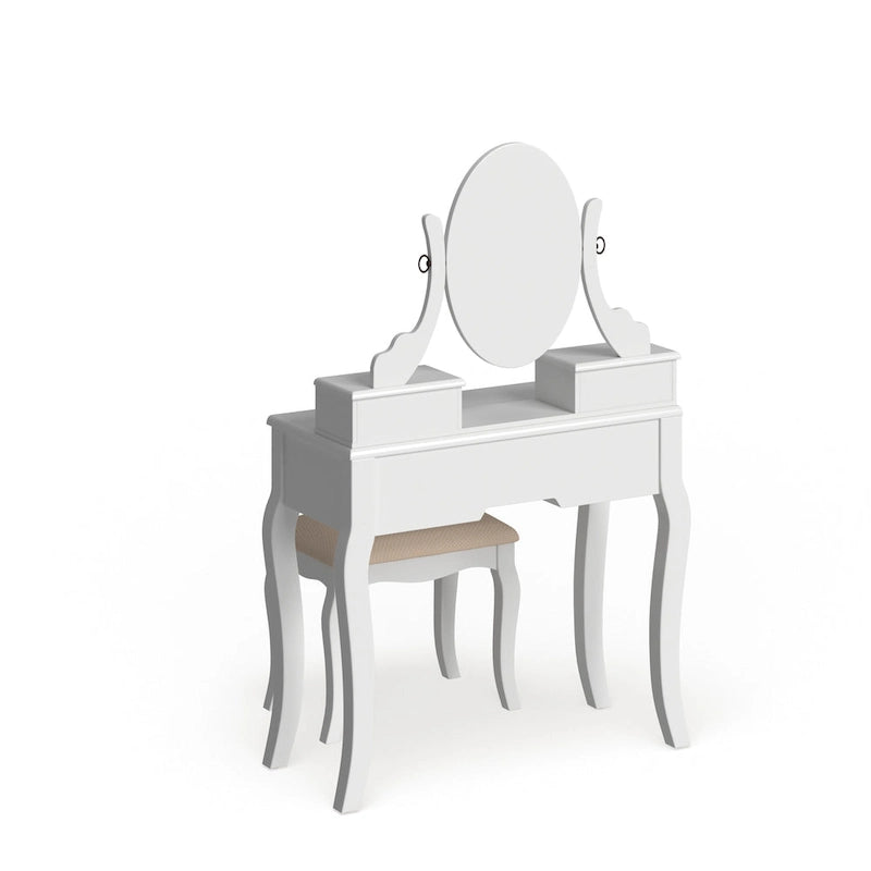 Watt Wood Makeup Vanity Table and Stool Set