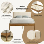 Vichy Platform Bed, Light Walnut, Queen