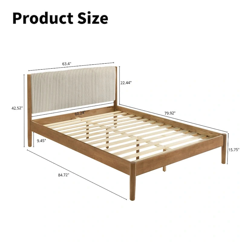 Vichy Platform Bed, Light Walnut, Queen