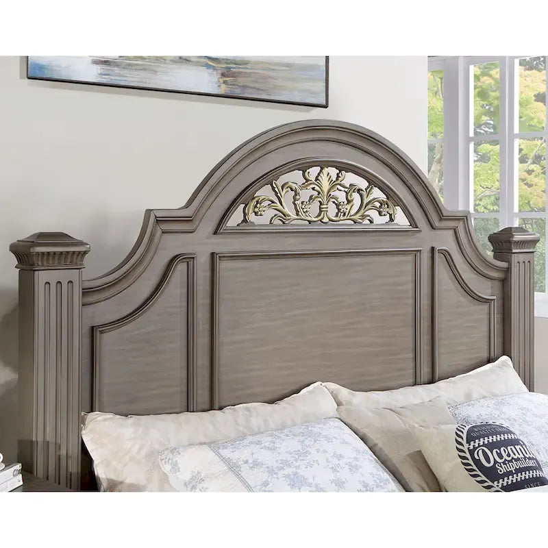 Vame 3-Piece Traditional Grey Wood Poster Bedroom Set With Two Nightstands by