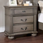 Vame 3-Piece Traditional Grey Wood Poster Bedroom Set With Two Nightstands by