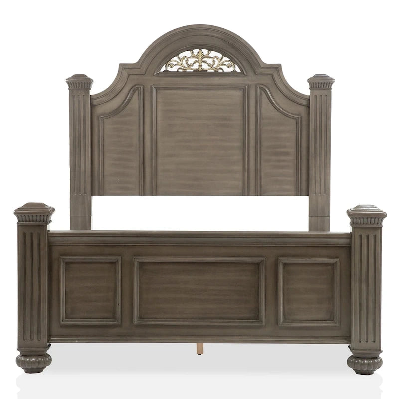 Vame 3-Piece Traditional Grey Wood Poster Bedroom Set With Two Nightstands by