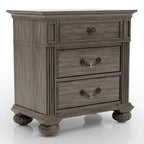 Vame 3-Piece Traditional Grey Wood Poster Bedroom Set With Two Nightstands by