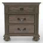Vame 3-Piece Traditional Grey Wood Poster Bedroom Set With Two Nightstands by