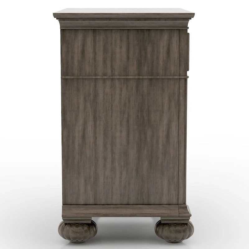 Vame 3-Piece Traditional Grey Wood Poster Bedroom Set With Two Nightstands by