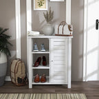 McKee Farmhouse White Oak Storage Cabinet with 3-Open Shelf by
