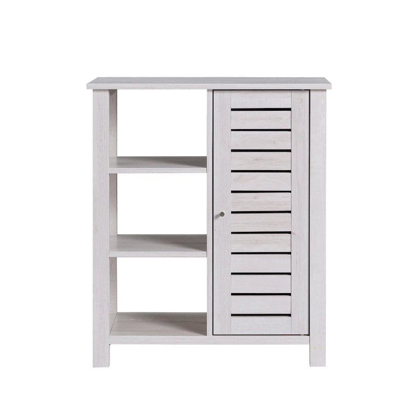 McKee Farmhouse White Oak Storage Cabinet with 3-Open Shelf by