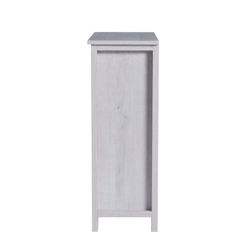 McKee Farmhouse White Oak Storage Cabinet with 3-Open Shelf by