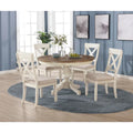 Prato 5-Piece Round Dining Table Set with Cross Back Chairs, Antique White and Distressed Oak