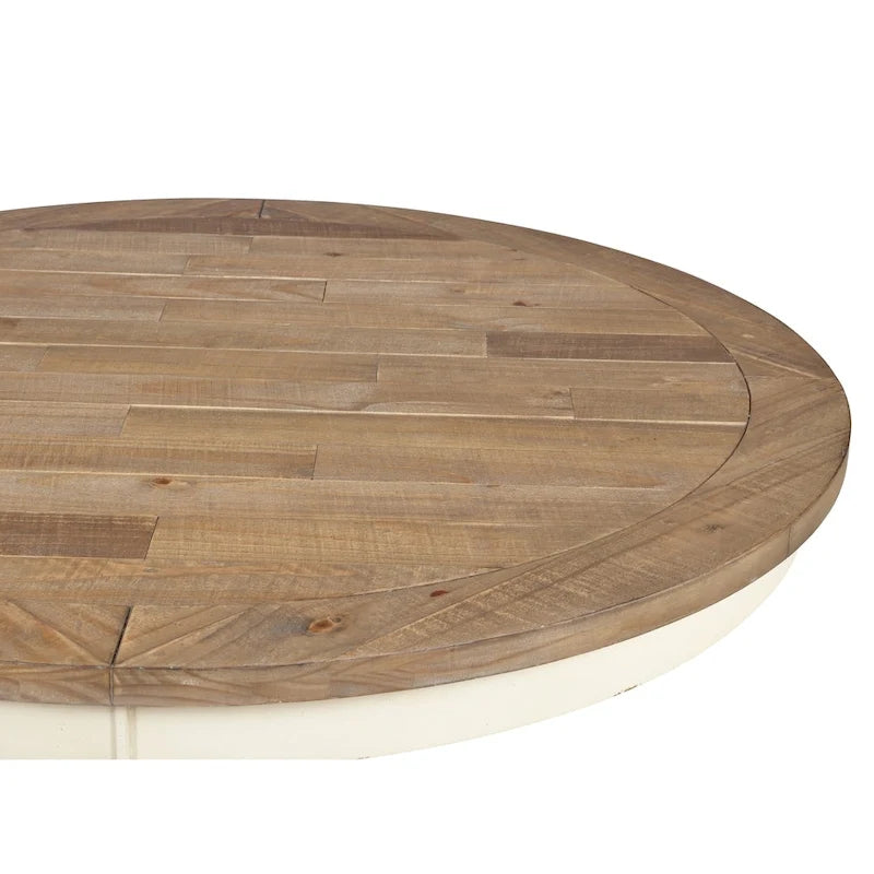 Prato 5-Piece Round Dining Table Set with Cross Back Chairs, Antique White and Distressed Oak