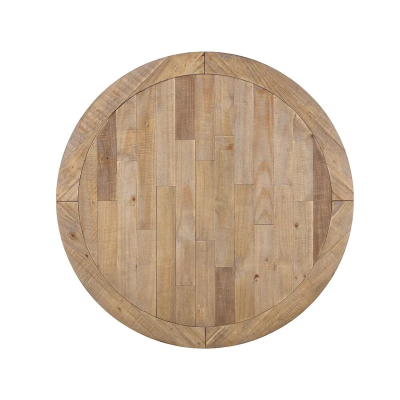 Prato 5-Piece Round Dining Table Set with Cross Back Chairs, Antique White and Distressed Oak