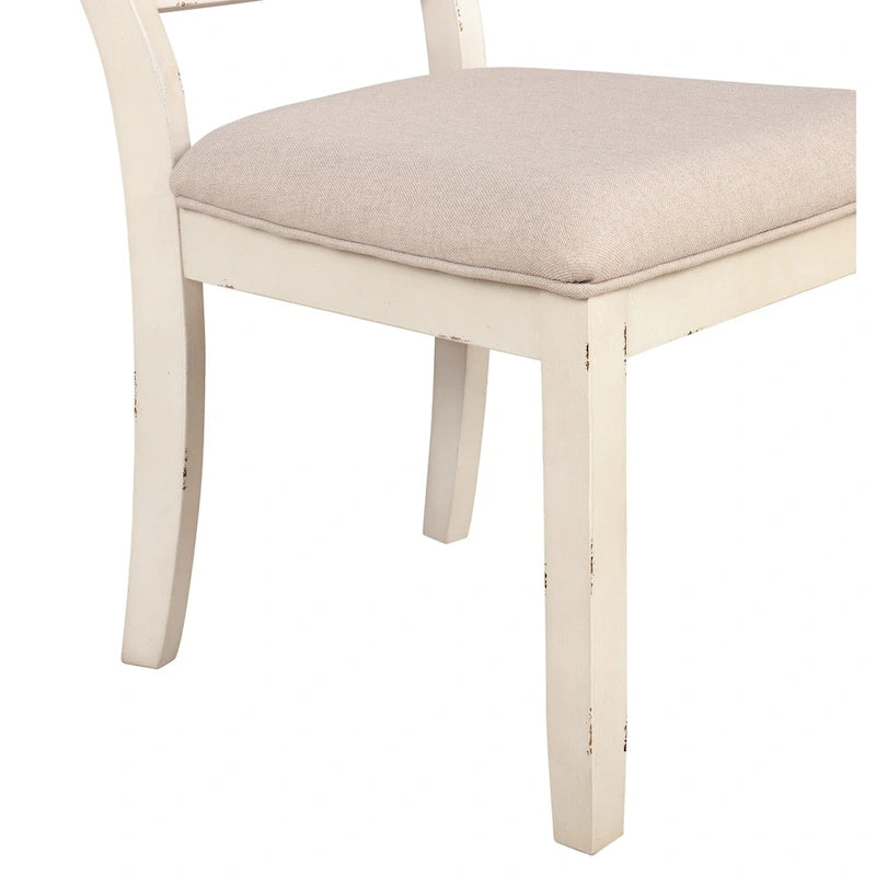 Prato 5-Piece Round Dining Table Set with Cross Back Chairs, Antique White and Distressed Oak