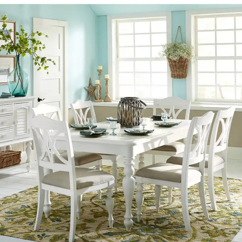  Oyster White 7 Piece Rectangular Table Set