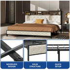 Modern King Upholstered Storage Bed With USB Power pad