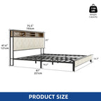 Modern King Upholstered Storage Bed With USB Power pad