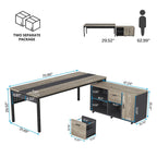 70.8 Inch L-shaped Computer Desk with Reversible File Drawer Cabinet, Executive Office Desk