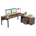70.8 Inch L-shaped Computer Desk with Reversible File Drawer Cabinet, Executive Office Desk