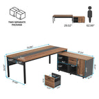 70.8 Inch L-shaped Computer Desk with Reversible File Drawer Cabinet, Executive Office Desk