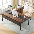 70.8 Inch L-shaped Computer Desk with Reversible File Drawer Cabinet, Executive Office Desk