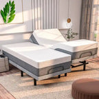 Renanim Adjustable Bed Frame with 14-inch Hybrid Mattress, Dual Massage, USB Ports, App Control, Underbed Light, Remote