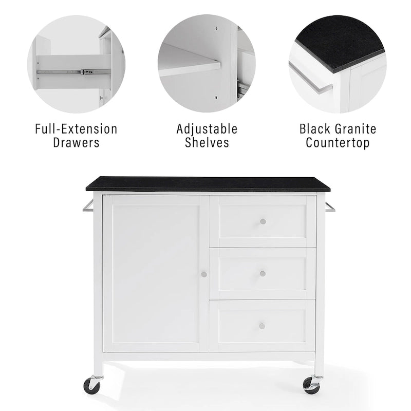 Soren Granite Top Kitchen Island/Cart - 18.13d x 42.13w x 37.5h