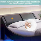 Queen Modern Upholstered Platform Bed Frame with LED Lights