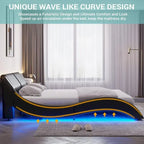 Queen Modern Upholstered Platform Bed Frame with LED Lights