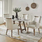 Albert Farmhouse Upholstered Solid Wood Dining Chair Set of 4 by 