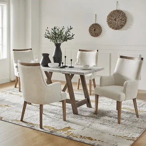 Albert Farmhouse Upholstered Solid Wood Dining Chair Set of 4 by 