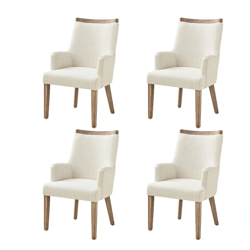 Albert Farmhouse Upholstered Solid Wood Dining Chair Set of 4 by