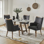 Albert Farmhouse Upholstered Solid Wood Dining Chair Set of 4 by