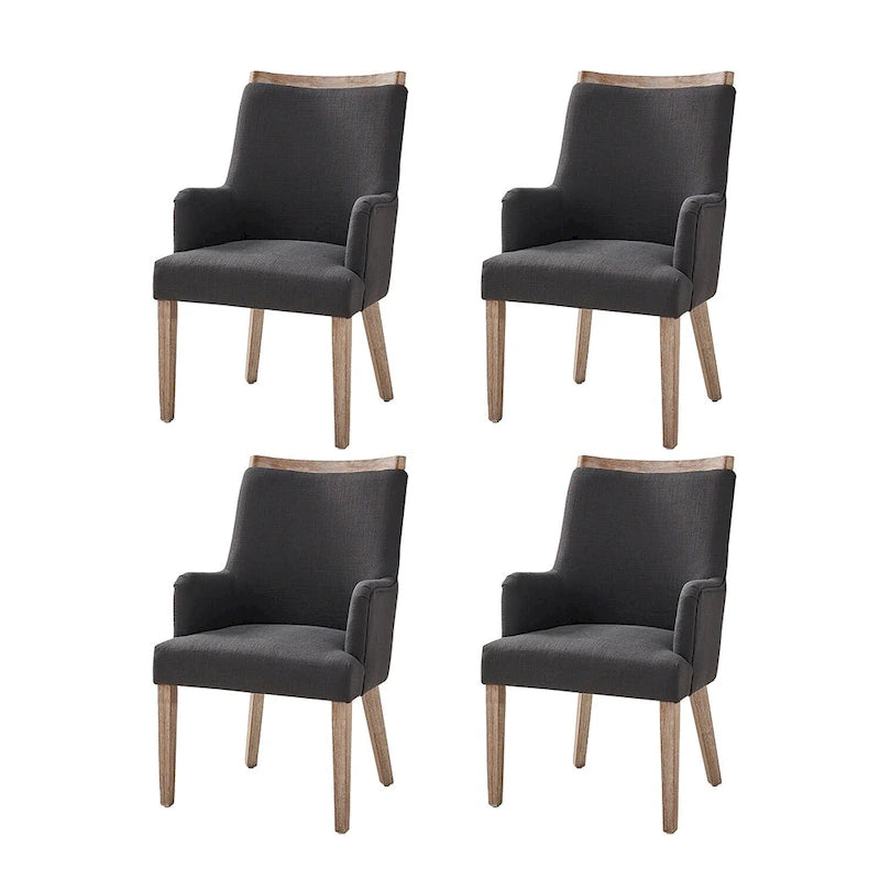 Albert Farmhouse Upholstered Solid Wood Dining Chair Set of 4 by