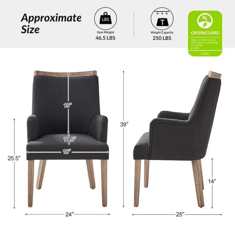 Albert Farmhouse Upholstered Solid Wood Dining Chair Set of 4 by