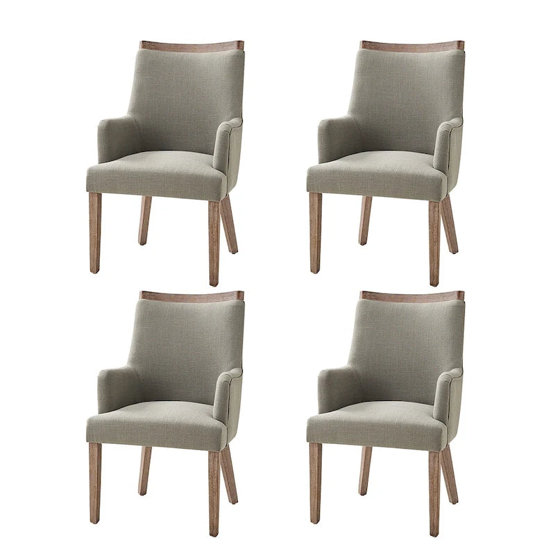 Albert Farmhouse Upholstered Solid Wood Dining Chair Set of 4 by