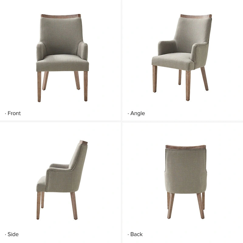 Albert Farmhouse Upholstered Solid Wood Dining Chair Set of 4 by