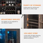 Wine Bar Cabinet with LED Light - 15.7D x 47.2W x 34.61H