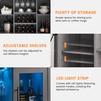 Wine Bar Cabinet with LED Light - 15.7D x 47.2W x 34.61H
