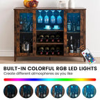 Wine Bar Cabinet with LED Light - 15.7D x 47.2W x 34.61H