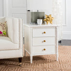 SAFAVIEH Jasmyne Modern Coastal 3-Drawer Navy Bamboo Nightstand