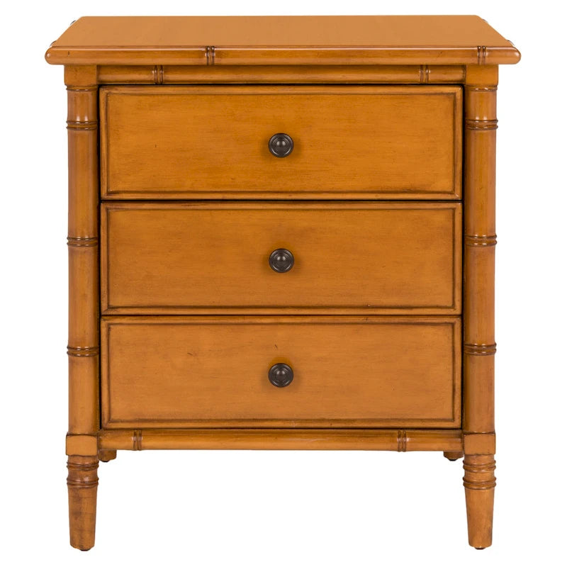 SAFAVIEH Jasmyne Modern Coastal 3-Drawer Navy Bamboo Nightstand