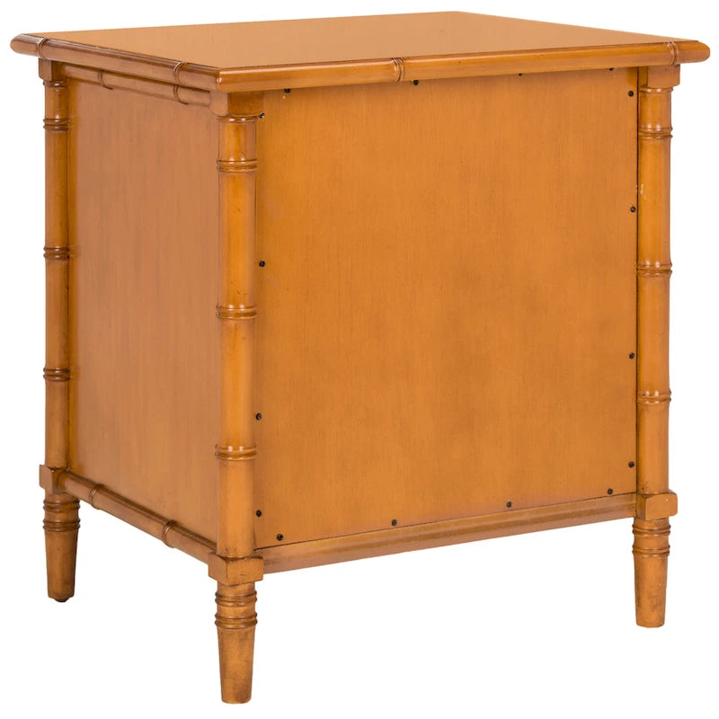 SAFAVIEH Jasmyne Modern Coastal 3-Drawer Navy Bamboo Nightstand