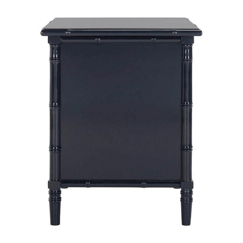 SAFAVIEH Jasmyne Modern Coastal 3-Drawer Navy Bamboo Nightstand