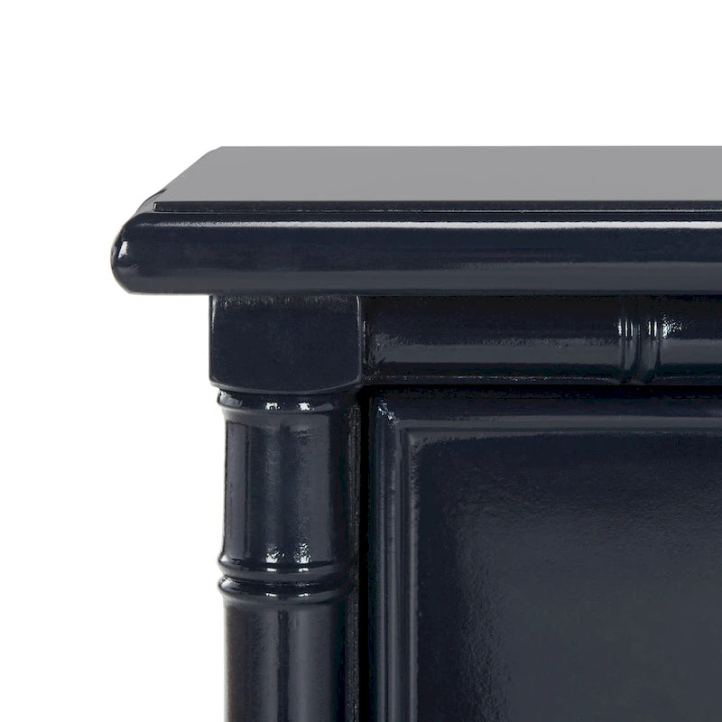 SAFAVIEH Jasmyne Modern Coastal 3-Drawer Navy Bamboo Nightstand