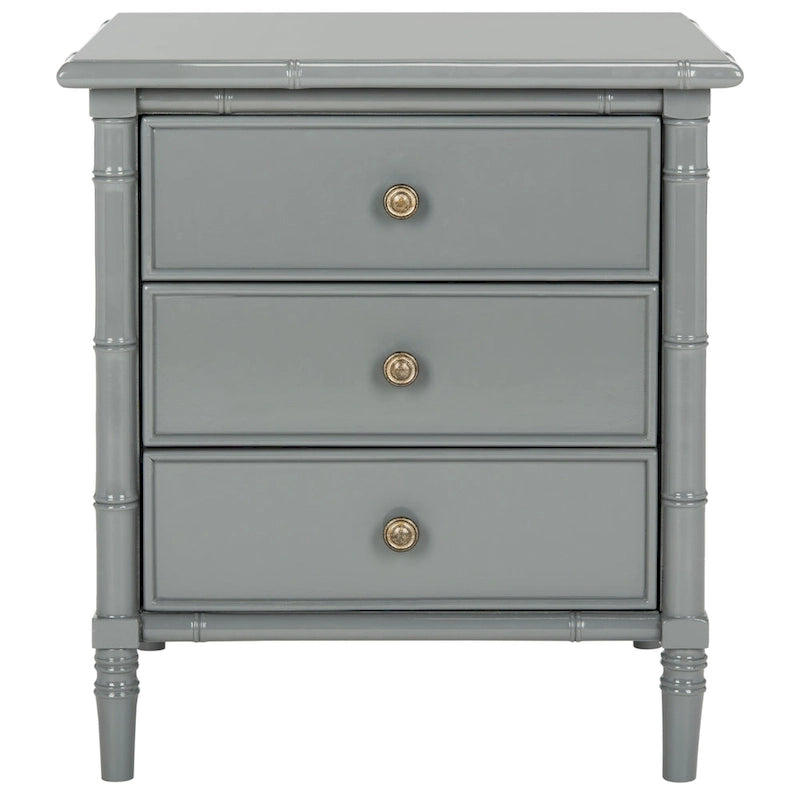SAFAVIEH Jasmyne Modern Coastal 3-Drawer Navy Bamboo Nightstand