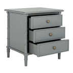 SAFAVIEH Jasmyne Modern Coastal 3-Drawer Navy Bamboo Nightstand