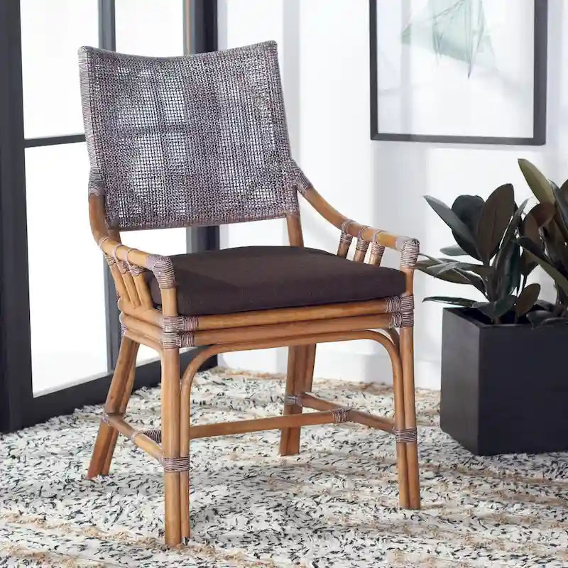 Azrielle Coastal Rattan Cushion Chair - 22 W x 24 L x 37 H - 22W x 24D x 37H