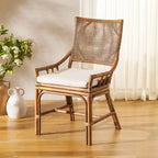 SAFAVIEH Azrielle Coastal Rattan Cushion Chair - 22 W x 24 L x 37 H - 22W x 24D x 37H