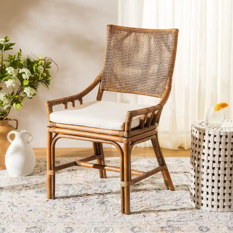Azrielle Coastal Rattan Cushion Chair - 22 W x 24 L x 37 H - 22W x 24D x 37H