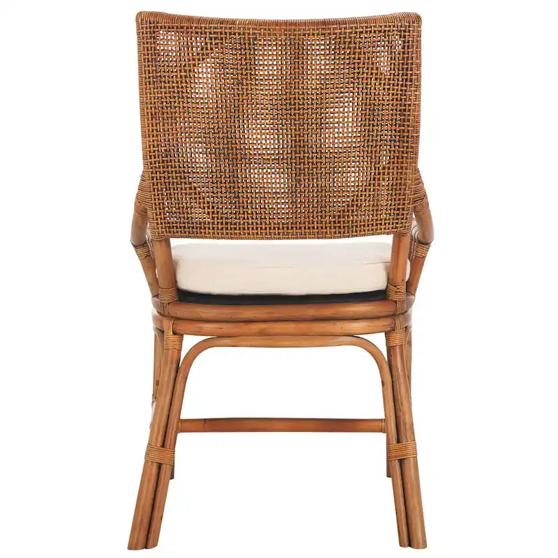 SAFAVIEH Azrielle Coastal Rattan Cushion Chair - 22 W x 24 L x 37 H - 22W x 24D x 37H